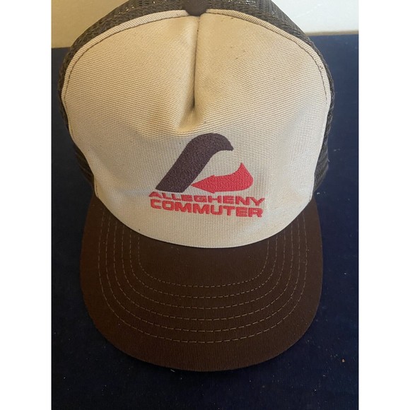 Vintage Allegheny Commuter Hat Cap Tan/Brown Trucker Snapback - Picture 2 of 6